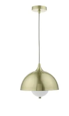 J By Jasper Conran Gold Dome Metal Frosted Glass Pendant Ceiling Light • £15