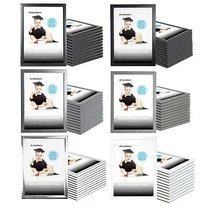 A4 Photo Frames Pack Of 12 Certificate Art Picture Frame Black White Silver Grey • £21.69