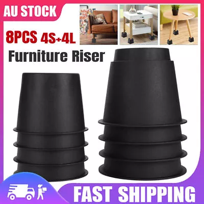 8x Adjustable Heavy Duty Bed Risers Leg Furniture Lifts For Bed Chair Teapoy AU • $24.99