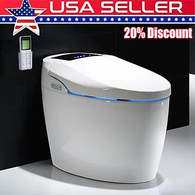 Smart One Piece Elongated Toilet Heated Seat Dual Flush Self-Clean Foot Sensor • $375.99