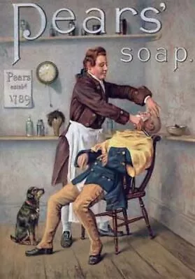 VINTAGE PEARS SOAP  The Barber Shop * LARGE A3 SIZE QUALITY CANVAS ART PRINT  • $18.95