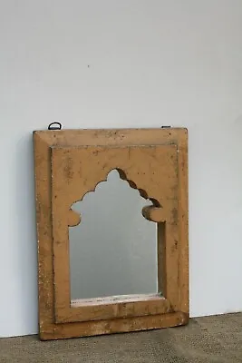 Wood Vintage Wall Mirror Wood Moroccan Mirror Distressed Look Mirror Wall Mirror • $62