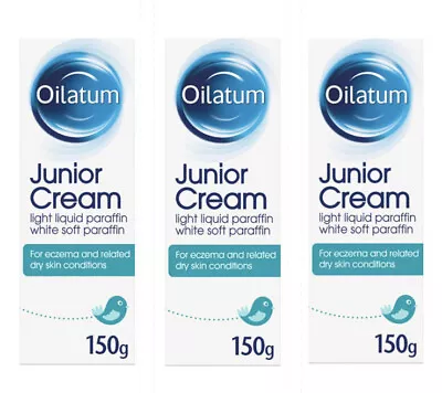 3x 150ml Oilatum Junior Cream For Eczema & Related Dry Skin Condition For Kids • £14.99