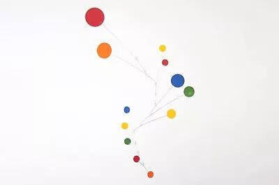 Tall Rainbow Circles Mobile Mid-century Modern Sculpture Retro Hanging Art • $275