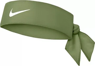 Nike DRI FIT Head Tie Headband Flags Swoosh Tennis Sage Green Adjustable • $8