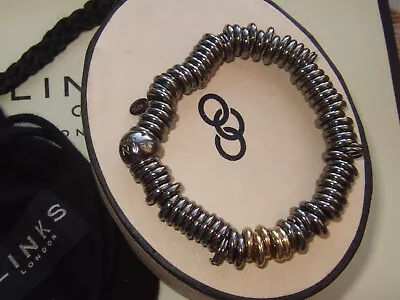 New Genuine Links Of London Black Rhodium & Gold Sweetie Bracelet Size Small • £115