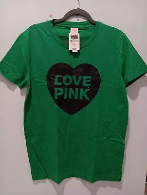 Victoria's Secret PINK CAMPUS SHORT SLEEVE T-SHIRT Green  SZ S • $19.90