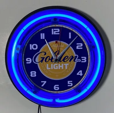 Michelob Golden Light Logo Neon Wall Hanging Clock • $79