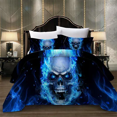 £21.99 • Buy 3D Gothic Skull Duvet Quilt Cover Bedding Set Pillowcase Single Double King Size