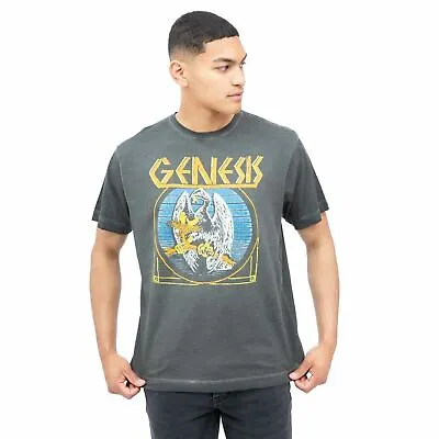 Official Genesis Mens  Bird Acid Wash T-Shirt Vintage Black S - XXL • £10.49