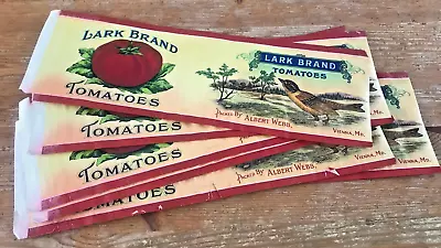 Vintage Lark Brand Tomatoes Can Label Lot Of 12 Vienna Maryland MD • $9.99