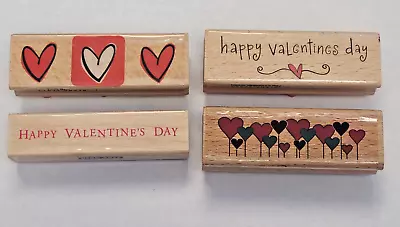 $14.99 • Buy Valentine Hearts Happy Valentines Day Rubber Stamps  Lot Of 4