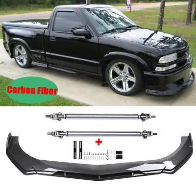 Carbon Fiber Front Bumper Lip Splitter Body + Strut Rods For Chevy S10 Xtreme • $109.19