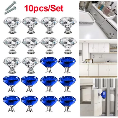 10 PACK Drawer Door Knobs Diamond Crystal Cabinet Furniture Kitchen Handle Pulls • $10.99