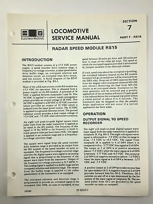 $28.50 • Buy Radar Speed Module RS15 Locomotive Service Manual SD40-2 1983 EMD AA253