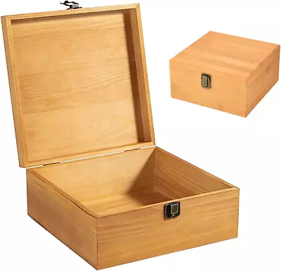 Bamboo Wooden Storage Box Container With Hinged Lid And Front Clasp Extra Large • $26.90