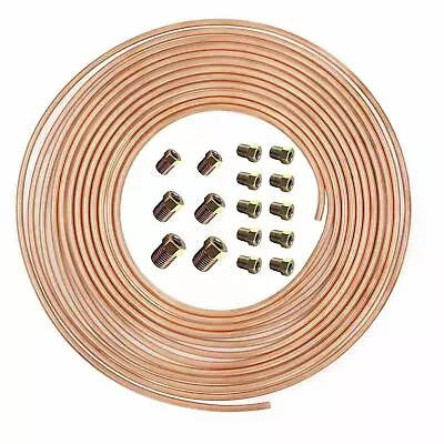 3/16 OD 25 Foot Copper Nickel Brake Line Tubing Kit Coil Roll All Size Fittings • $14.98