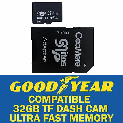 32GB Dash Cam Memory Card Ultra High Speed Goodyear Compatible Plus SD Adapter • £6.99