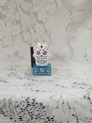 Miami Dolphins Hanging  Resin  Sugar Skull White Ornament 3 1/2  New Go  Fins • $17.95