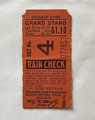 Vintage Chicago Cubs Baseball Ticket Stub 1930’s Wrigley Field History • $44.10