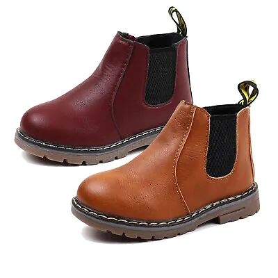 Kids Toddler Boys Girls Ankle Boots Formal Shoes Motorcycle Boots 1-8 Years Old • $31.88