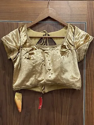 Gold Velvet Saree Blouse With Sequin Border Chest Size 38” • £32