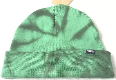 Vans Men's Core Wash Tie Dye 2 Tone Green Logo Cuff Beanie Skull Cap Hat OSFA • $18.95