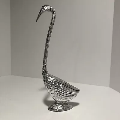 10.5'' Etched Aluminum Swan/Duck Statue Figurine Home Decor Handicrafts India • $20