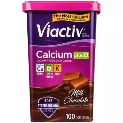 (3) Viactiv Calcium +Vitamin D3 Supplement Soft Chews Milk Chocolate 100 Count • $57.99