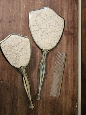 $14 • Buy Vintage Mid Century Vanity Set Mirror/ Comb/ Brush Set