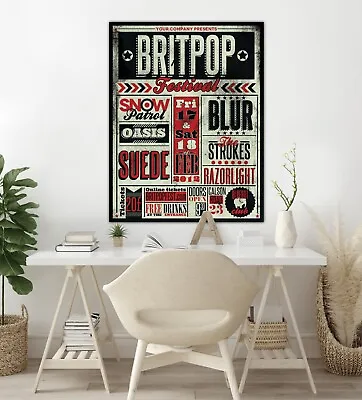 Britpop Festival 2012 Vintage Music Concert Rock Poster A4 A3 A2 No 0082 • £10.99