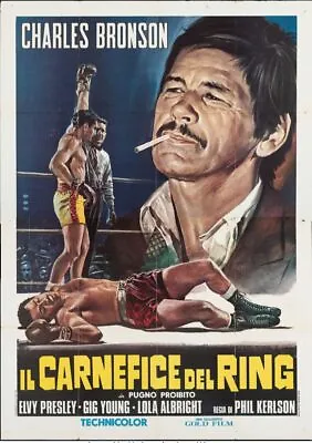 KID GALAHAD ELVIS PRESLEY Italian 4F Movie Poster 55x79 CHARLES BRONSON R1973 • $300