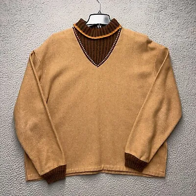 Vintage Sears Wool Sweater Mens XL Brown Long Sleeve Outdoor Horseback Riding • $37.46