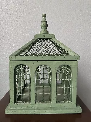 VINTAGE Decorative BIRD CAGE In Metal & Wood Size: 8.5L X 7W X 12H In. SHIP FREE • $149