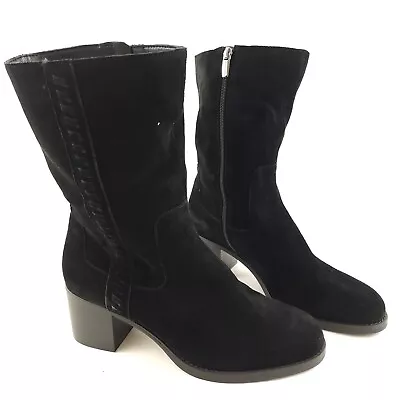 Vince Camuto Water-Repellent Mid-Shaft Suede Boots -Zelcinna Black 10 Medium • $39.74