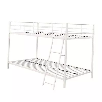  Junior Twin Over Twin Bunk Bed Low Bunk Bed For Kids Off White • $257.33