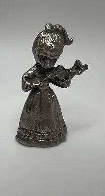 Vintage 1” Miniature Pewter Girl Playing Violin • $8.99