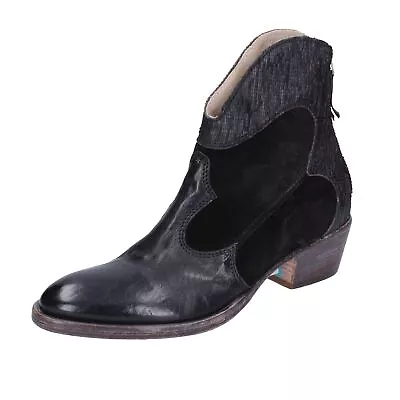 Women's Shoes MOMA 7 (EU 37) Ankle Boots Black Suede Leather BH281-37 • $109.90