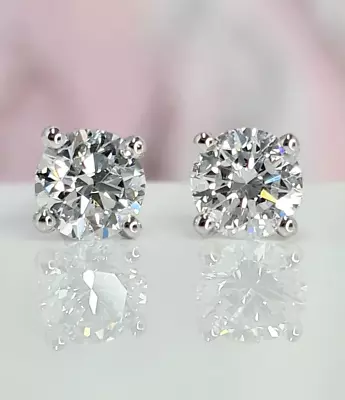 2Ct Round Cut Lab-Created Moissanite Women Stud Earring's 14K White Gold Plated • $52.50