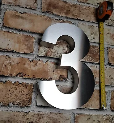 3D House Numbers: Extra Large (12 ) Arial Bold In Brushed Stainless Steel • £69.95