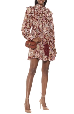 $288 • Buy ZIMMERMANN Charm Fringed Paisley-Print Silk Mini Dress Size 0 BNWT