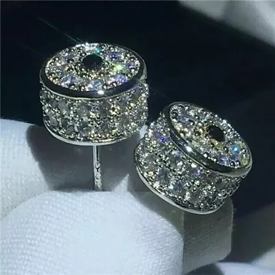 2.00Ct Round Cut Real Moissanite Cluster Stud Earrings 14K White Gold Plated • $111.99