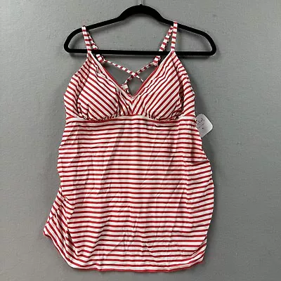 Isabel Maternity Tankini Womens XL Red Striped Swim Top Padded Adjustable • $14