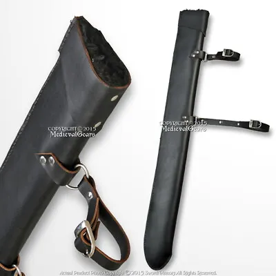 34  Black Faux Fur Lined Medieval Sword Scabbard LARP Cosplay Carrying Sheath • $49.98