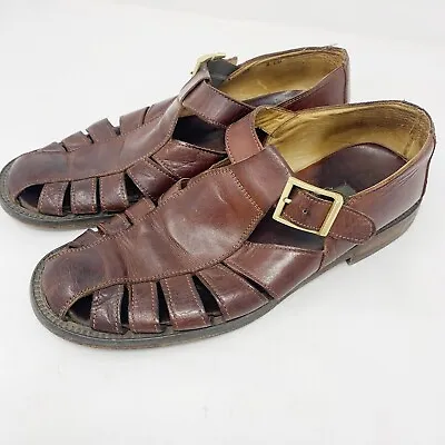 BALLY Genuine Leather Brown Fisherman’s Sandals Mens Sz 10 • $50