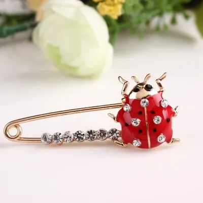Red Ladybug Insect Enamel Design Brooch Pin Womens Fashion Jewellery Gift • £4.55