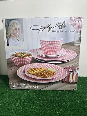 Dolly Parton 12-Piece (11 PIECES) Melamine Dinnerware Set Pink Gingham New READ • $34.20