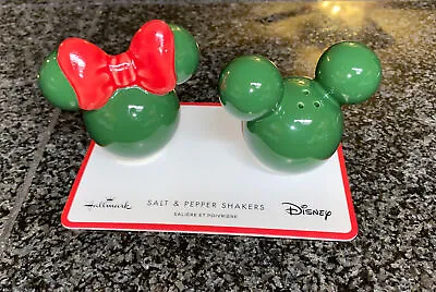 Disney Mickey And Minnie Ears Christmas Salt And Pepper Shakers Red Green New • $19.99