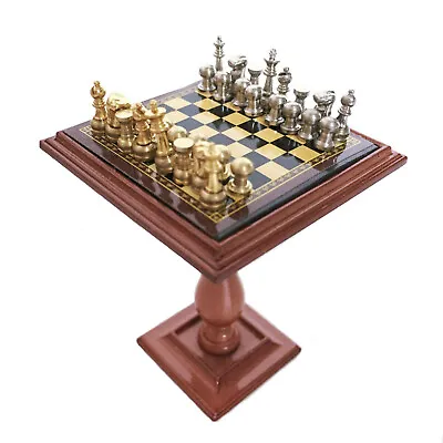 Miniature Chess Set And Table Magnet Chess Pieces 1:12 Dollhouse Accessories • $16.66