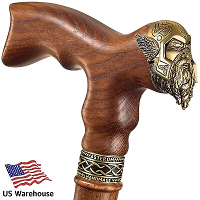 $98.50 • Buy Walking Cane For Men - Thor Design - Viking Handmade Stylish Wooden Canes